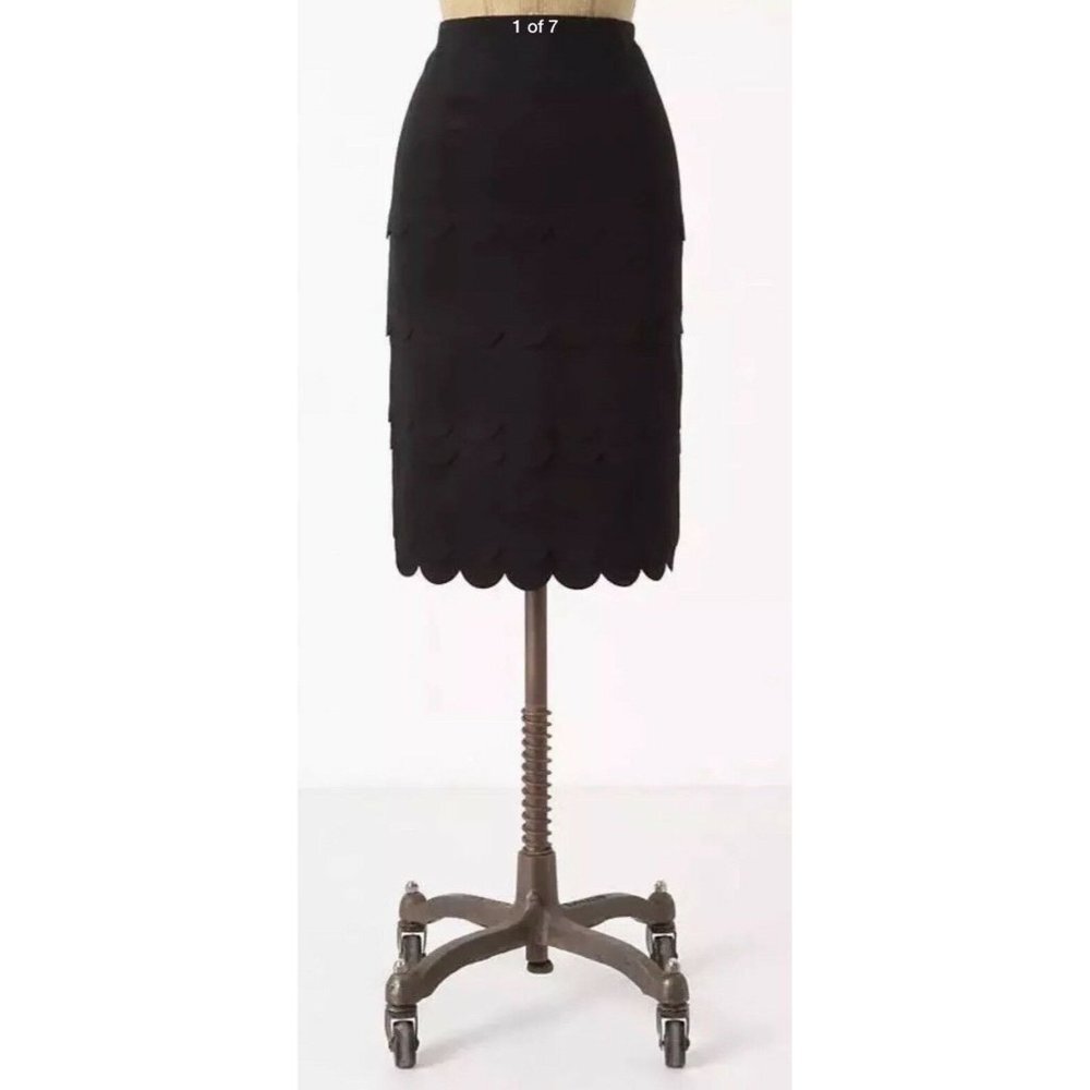 Anthropologie Maeve 2 Black Scallop Tiered Layer